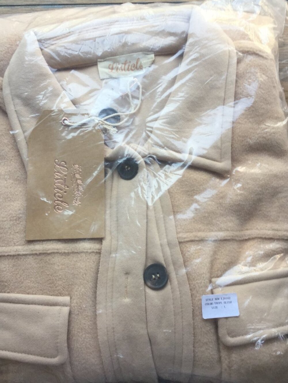 NWT Listicle OVERSIZED FLEECE TERRY JACKET tan in color size Large